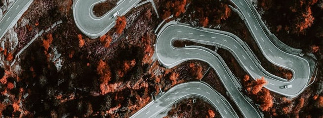 Winding road from above